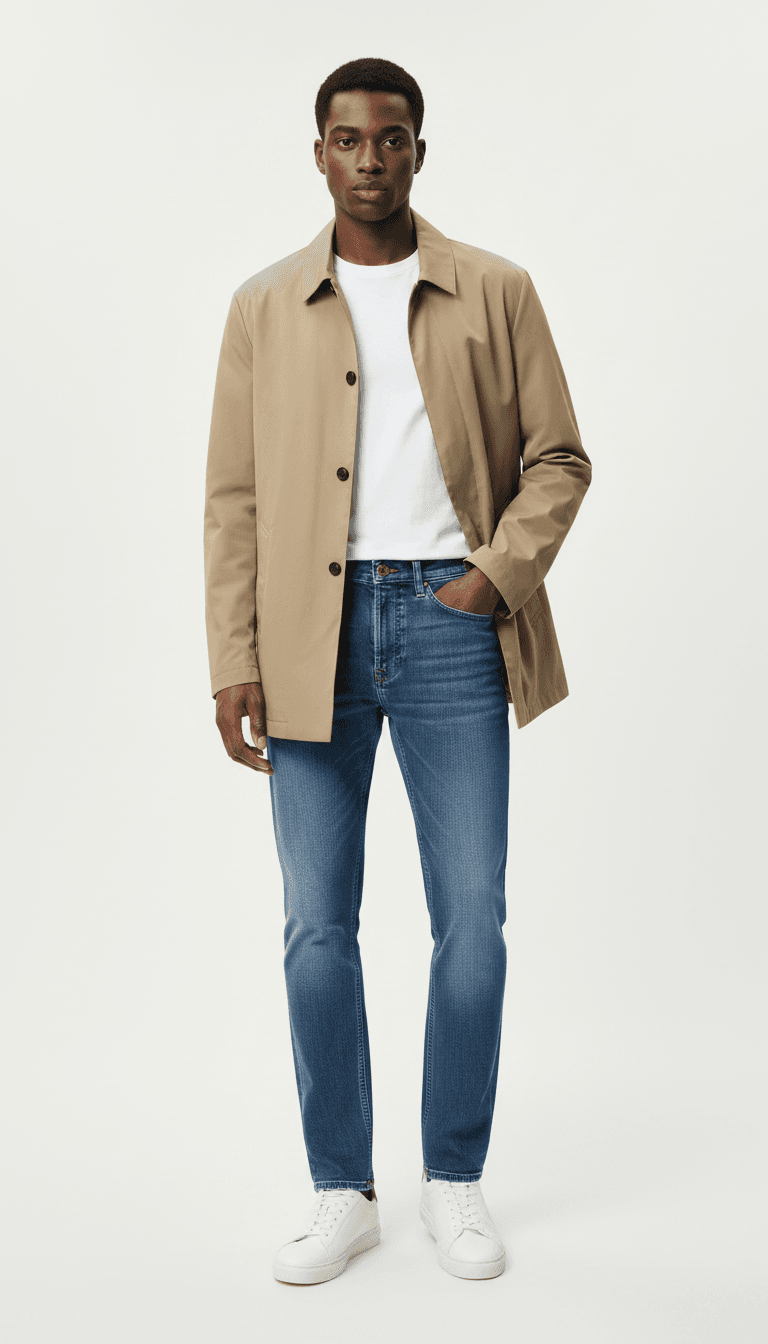 A refined beige minimalist jacket designed for effortless everyday wear. Featuring a clean tailored silhouette, concealed front closure, and smooth lightweight fabric, this jacket blends modern sophistication with practical comfort. Its versatile neutral tone makes it perfect for layering across casual and smart-casual outfits.